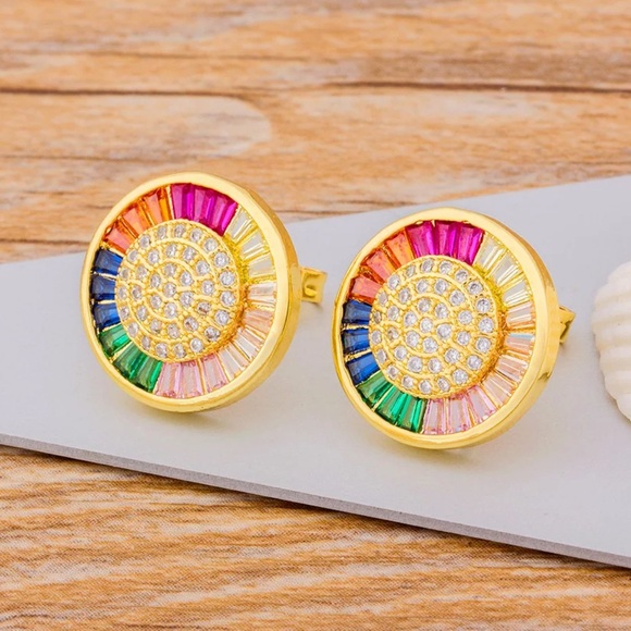 Jewelry - NEW Delicate Round Colorful Stud Earrings